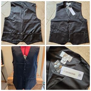 New Black Satin Formal Vest Mens Sz M AZAZIE